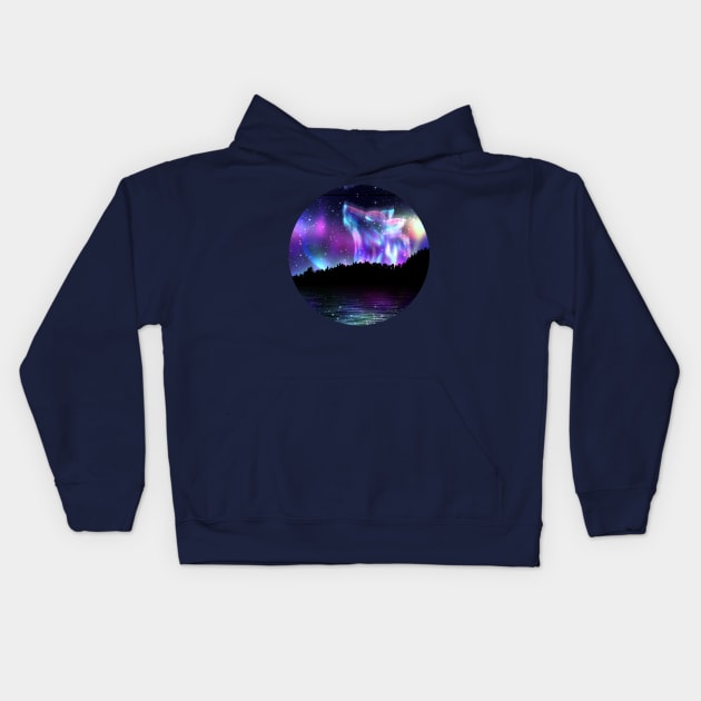 Howling Wolf Spirit Kids Hoodie by AnnArtshock